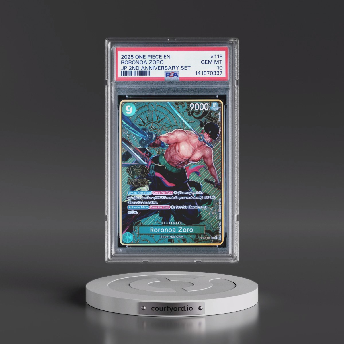 2025 One Piece Japanese 2nd Anniversary Set #118 Roronoa Zoro (PSA 10 GEM MINT)