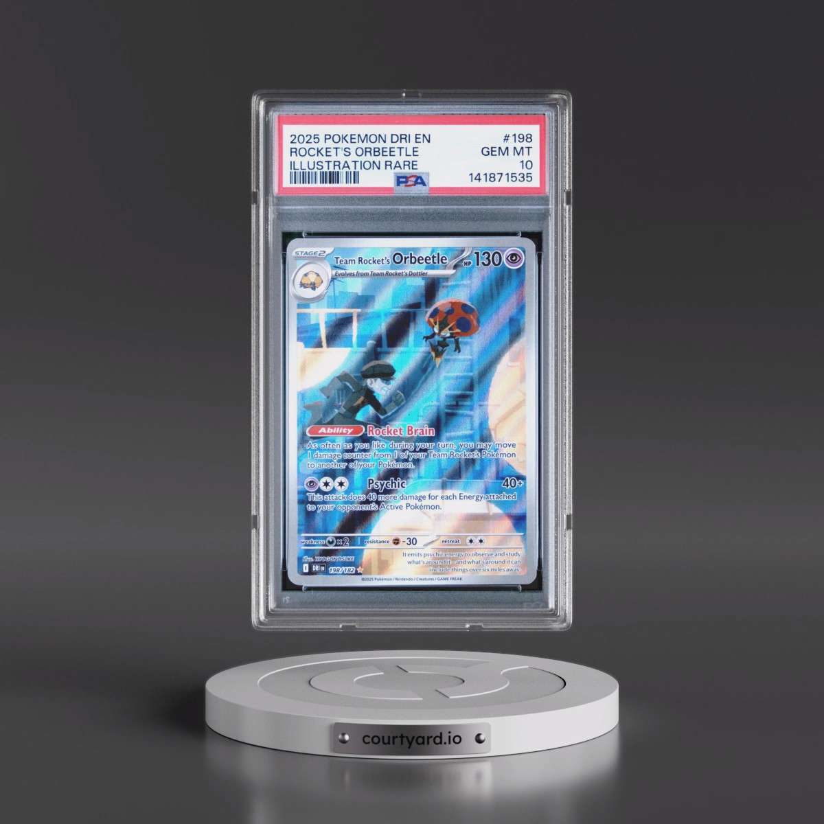 2025 Pokémon Dri EN-Destined Rivals #198 Team Rocket's Orbeetle - Illustration Rare (PSA 10 GEM MINT)