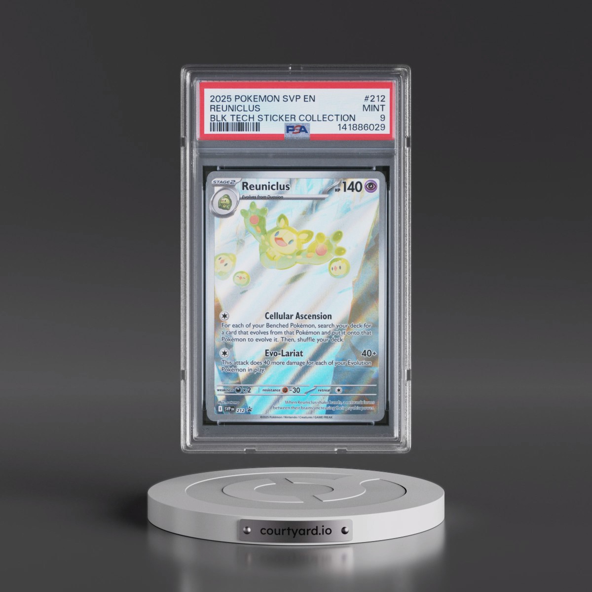2025 Pokémon Svp EN-SV Black Star Promo #212 Reuniclus - Black Bolt Tech Sticker Collection (PSA 9 MINT)