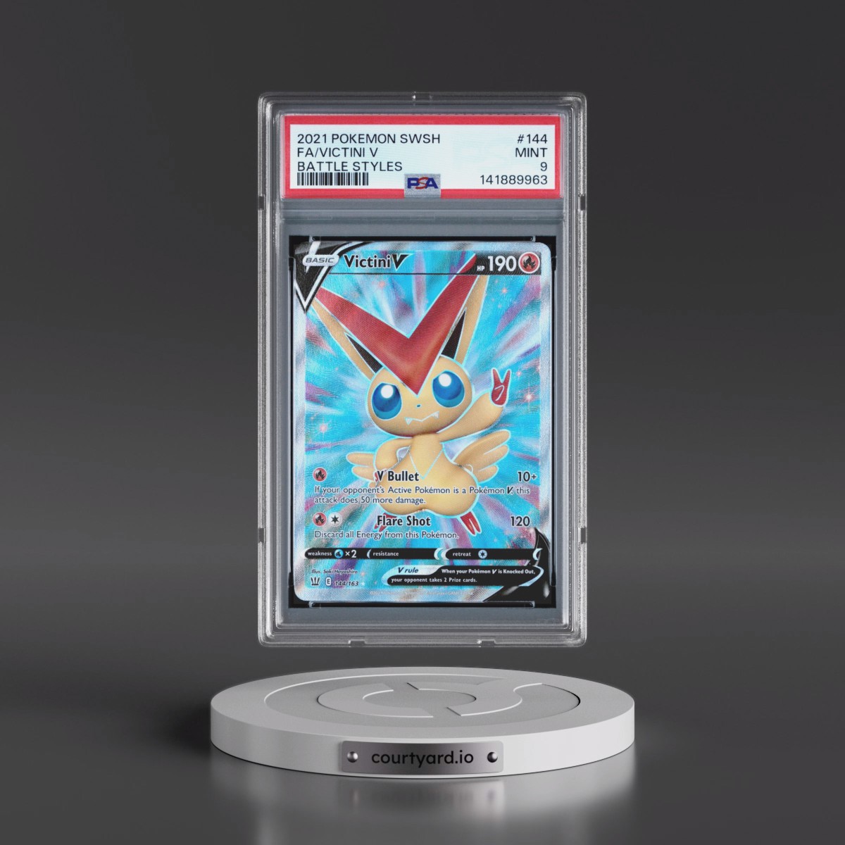 2021 Pokémon Sword & Shield Battle Styles #144 Victini V - Holo Full Art (PSA 9 MINT)