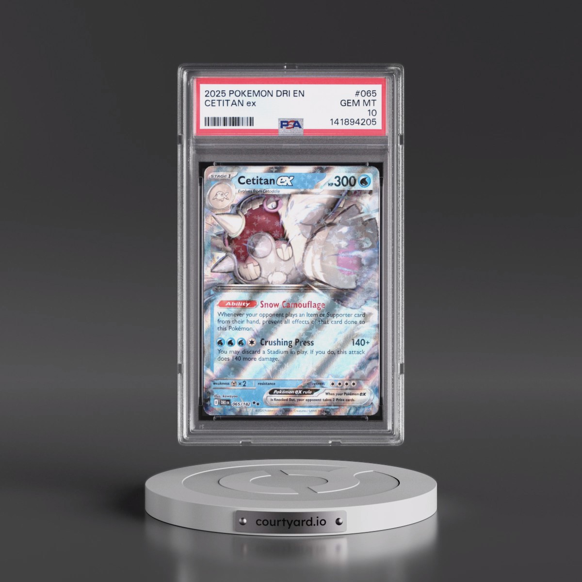 2025 Pokémon Dri EN-Destined Rivals #065 Cetitan EX - Holo (PSA 10 GEM MINT)