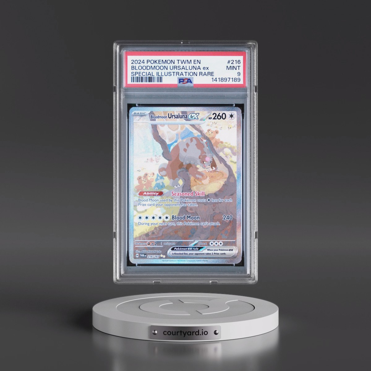 2024 Pokémon Twm EN-Twilight Masquerade #216 Bloodmoon Ursaluna EX - Holo Special Illustration Rare (PSA 9 MINT)