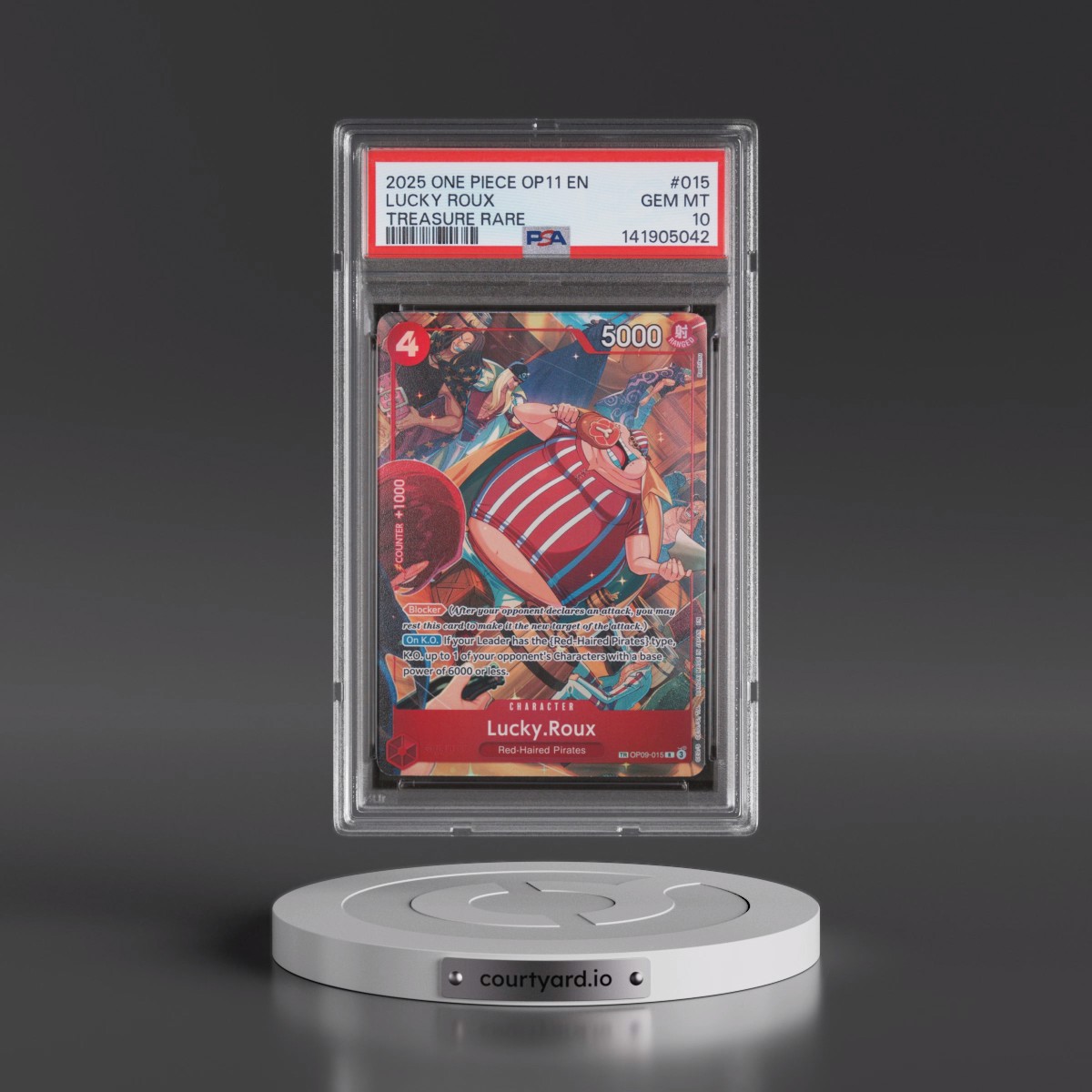 2025 One Piece OP11-A Fist of Divine Speed #015 Lucky Roux - Treasure Rare (PSA 10 GEM MINT)