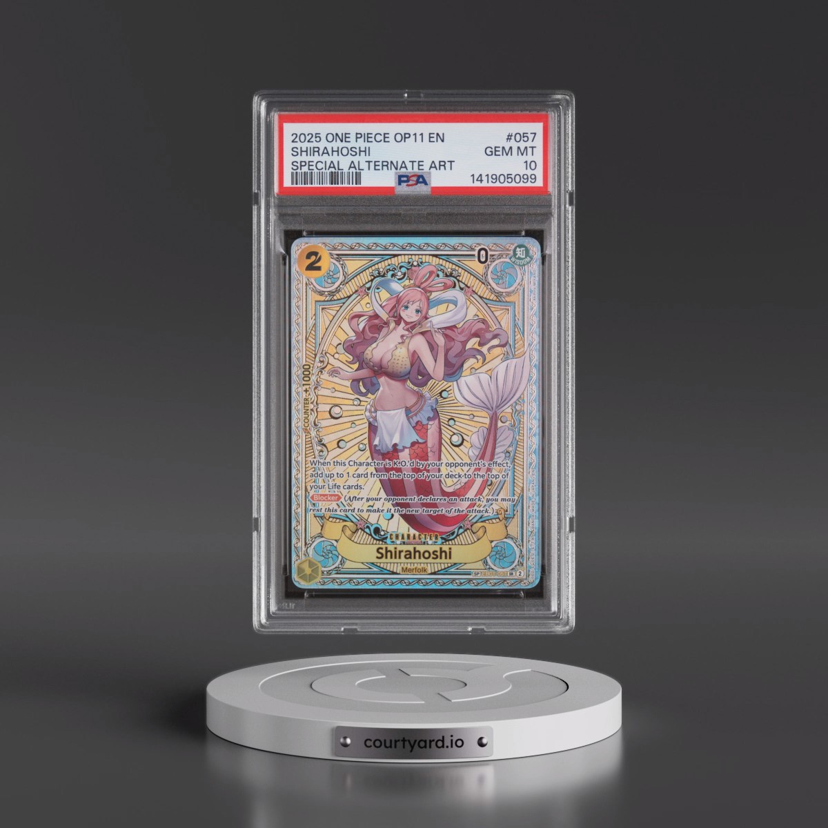 2025 One Piece OP11-A Fist of Divine Speed #057 Shirahoshi - Special Alternate Art (PSA 10 GEM MINT)