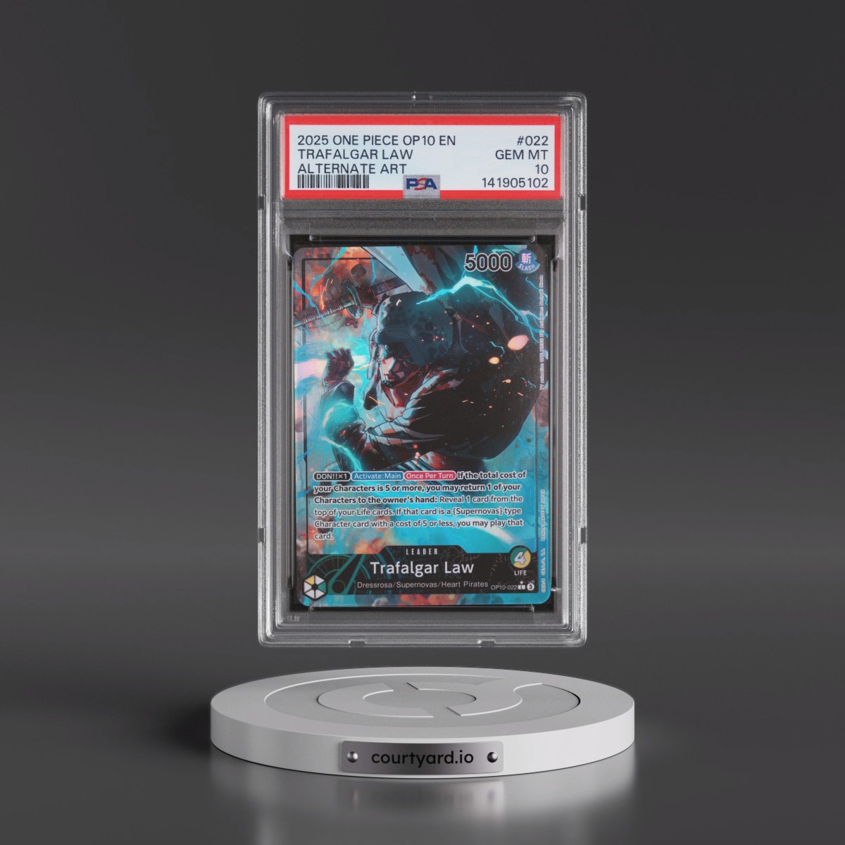 2025 One Piece OP10-Royal Blood #022 Trafalgar Law - Alternate Art (PSA 10 GEM MINT)