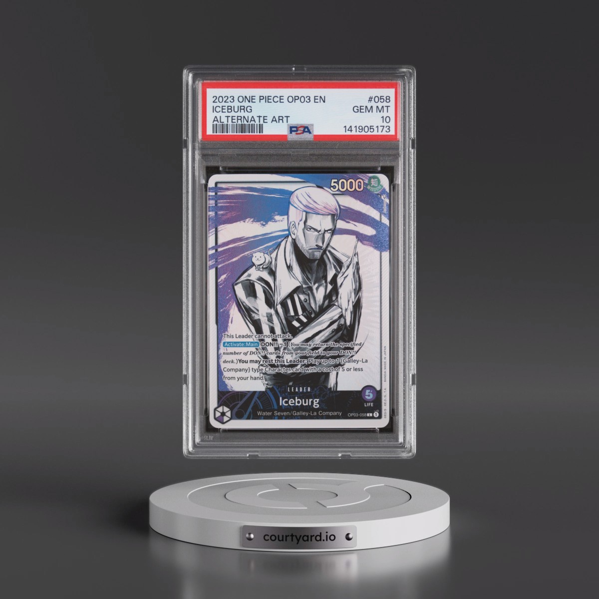 2023 One Piece OP03-Pillars of Strength #058 Iceburg - Alternate Art (PSA 10 GEM MINT)