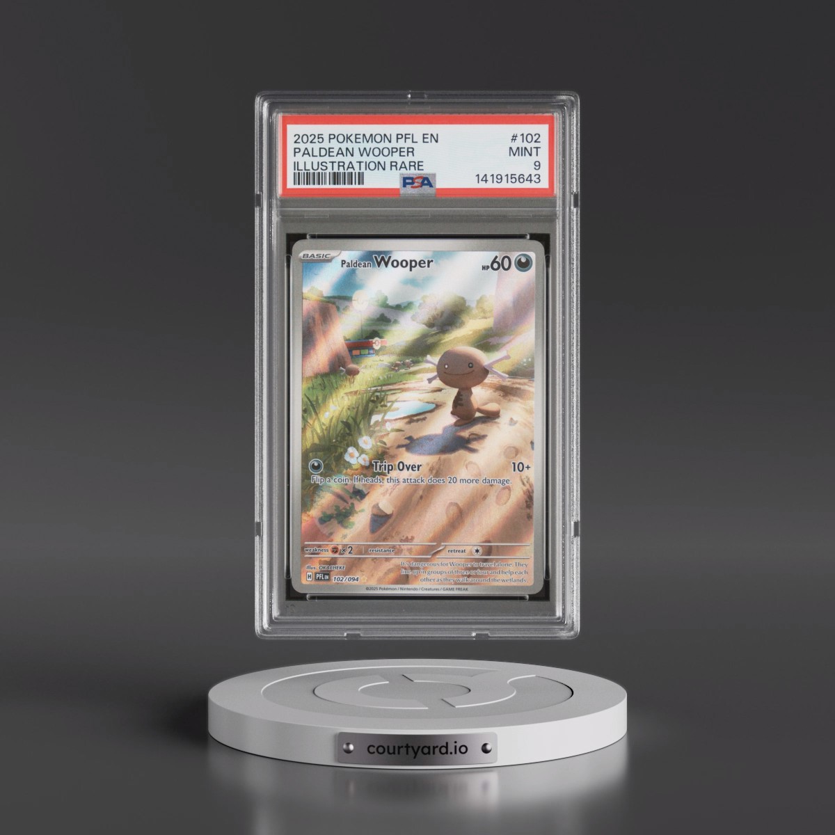 2025 Pokémon Pfl EN-Phantasmal Flames #102 Paldean Wooper - Illustration Rare (PSA 9 MINT)
