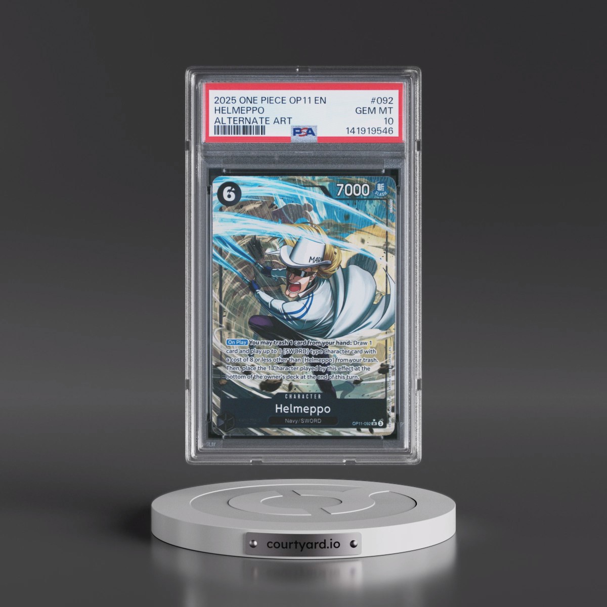 2025 One Piece OP11-A Fist of Divine Speed #092 Helmeppo - Alternate Art (PSA 10 GEM MINT)