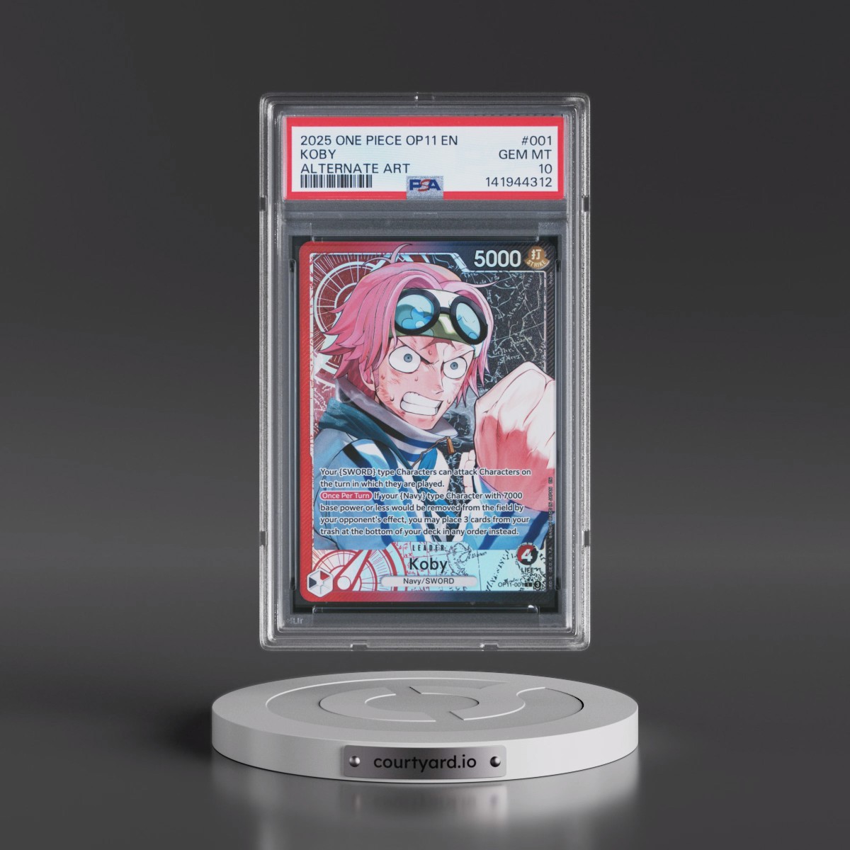 2025 One Piece OP11-A Fist of Divine Speed #001 Koby - Alternate Art (PSA 10 GEM MINT)