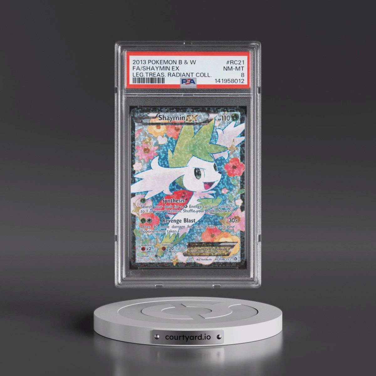 2013 Pokémon Black & White Legendary Treasures Radiant Collection #RC21 Shaymin EX - Holo Full Art (PSA 8 NM-MT)