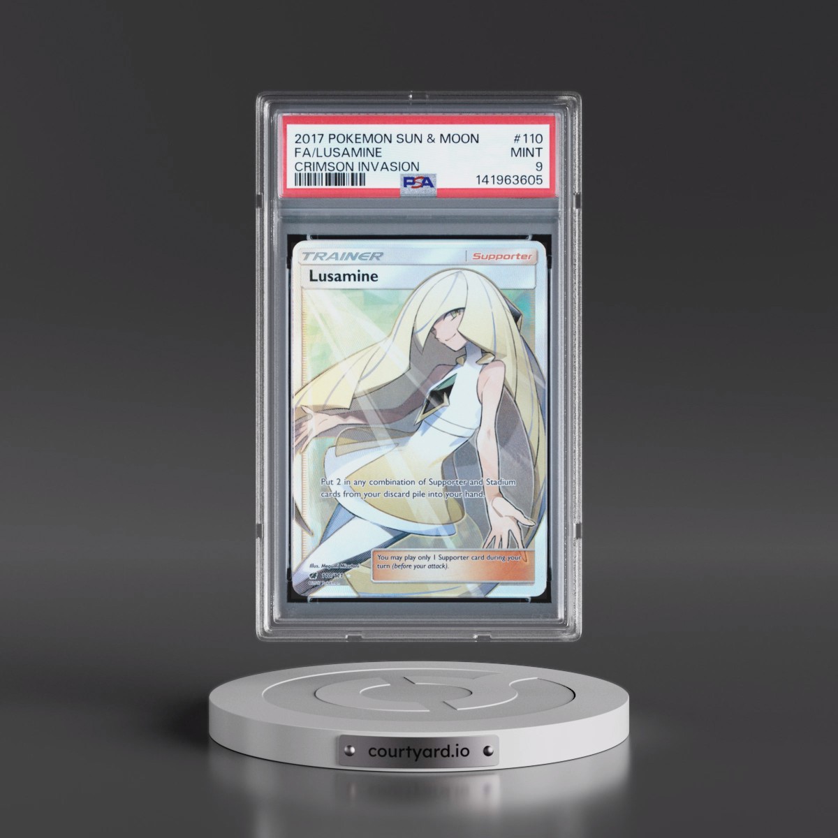 2017 Pokémon Sun & Moon Crimson Invasion #110 Lusamine - Full Art (PSA 9 MINT)