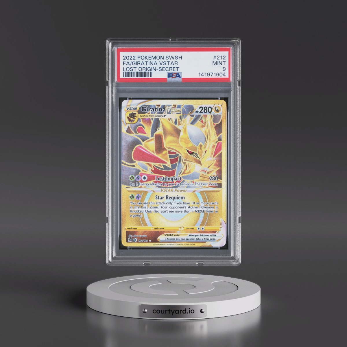 2022 Pokémon Sword & Shield Lost Origin #212 Giratina Vstar - Full Art Secret (PSA 9 MINT)
