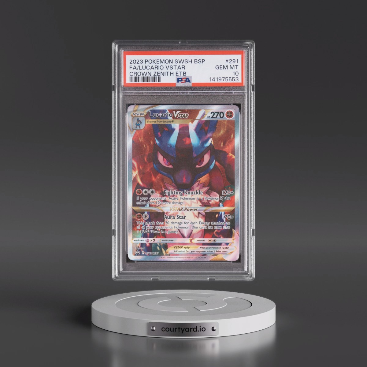 2023 Pokémon Swsh Black Star Promo #291 Lucario Vstar - Full Art Crown Zenith Elite Trainer Box (PSA 10 GEM MINT)