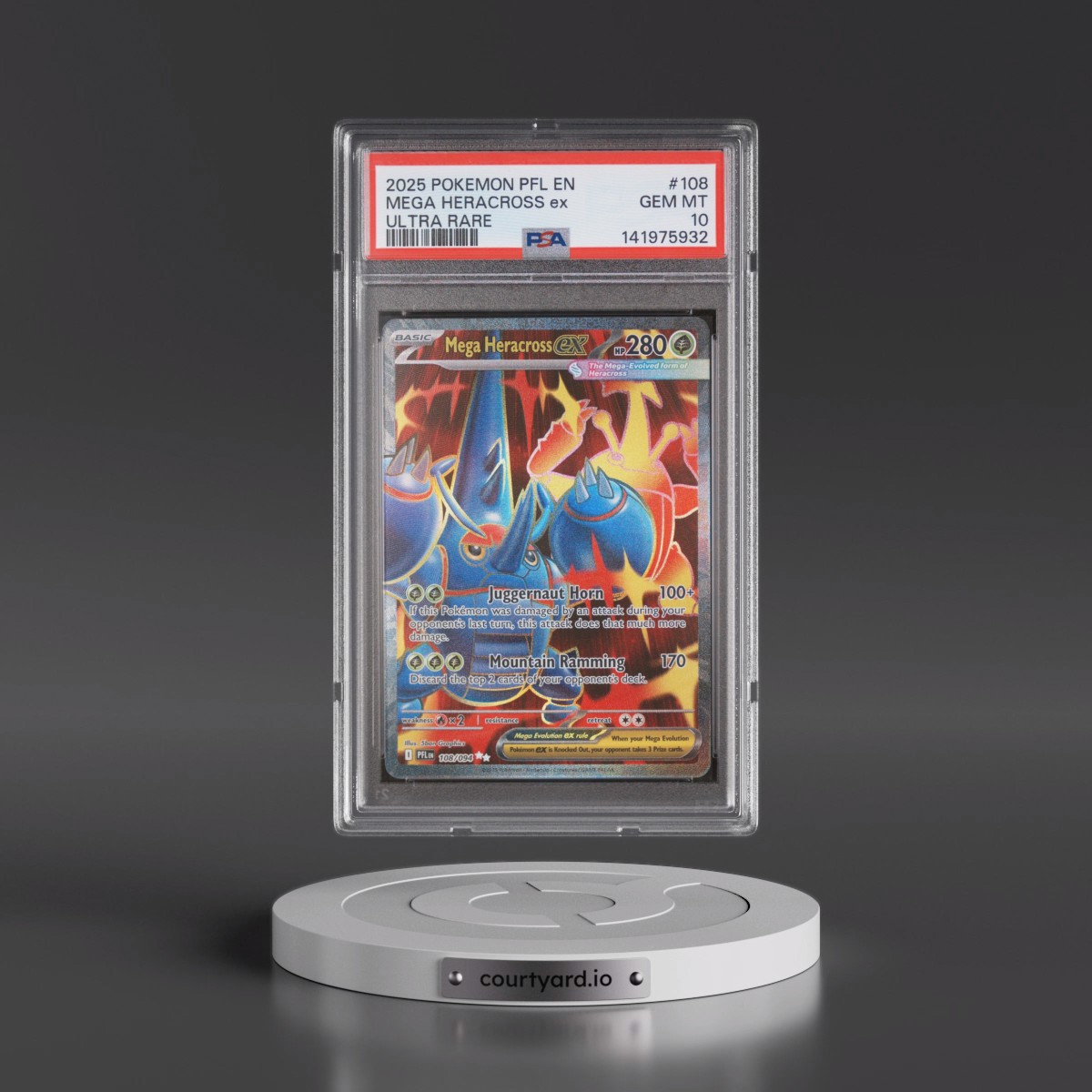 2025 Pokémon Pfl EN-Phantasmal Flames #108 Mega Heracross EX - Holo Ultra Rare (PSA 10 GEM MINT)