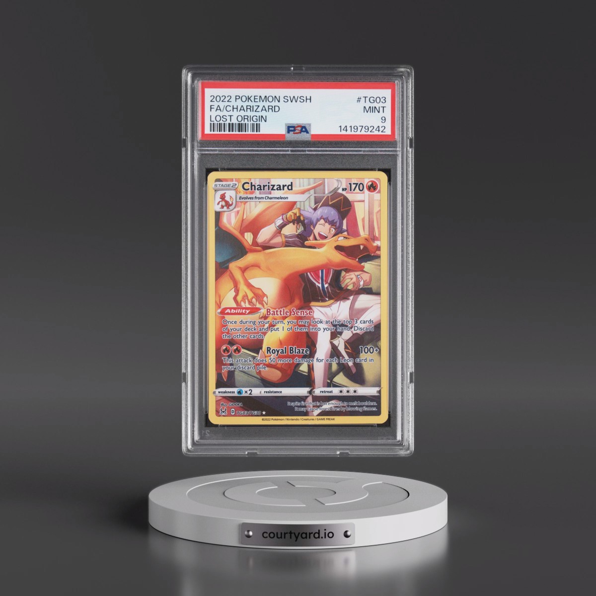 2022 Pokémon Sword & Shield Lost Origin #TG03 Charizard - Full Art (PSA 9 MINT)