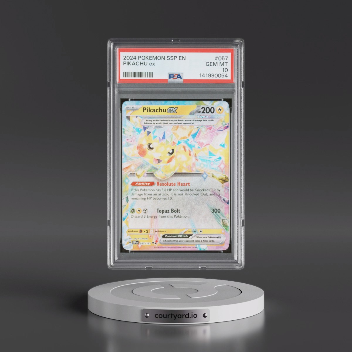 2024 Pokémon Ssp EN-Surging Sparks #057 Pikachu EX - Holo (PSA 10 GEM MINT)