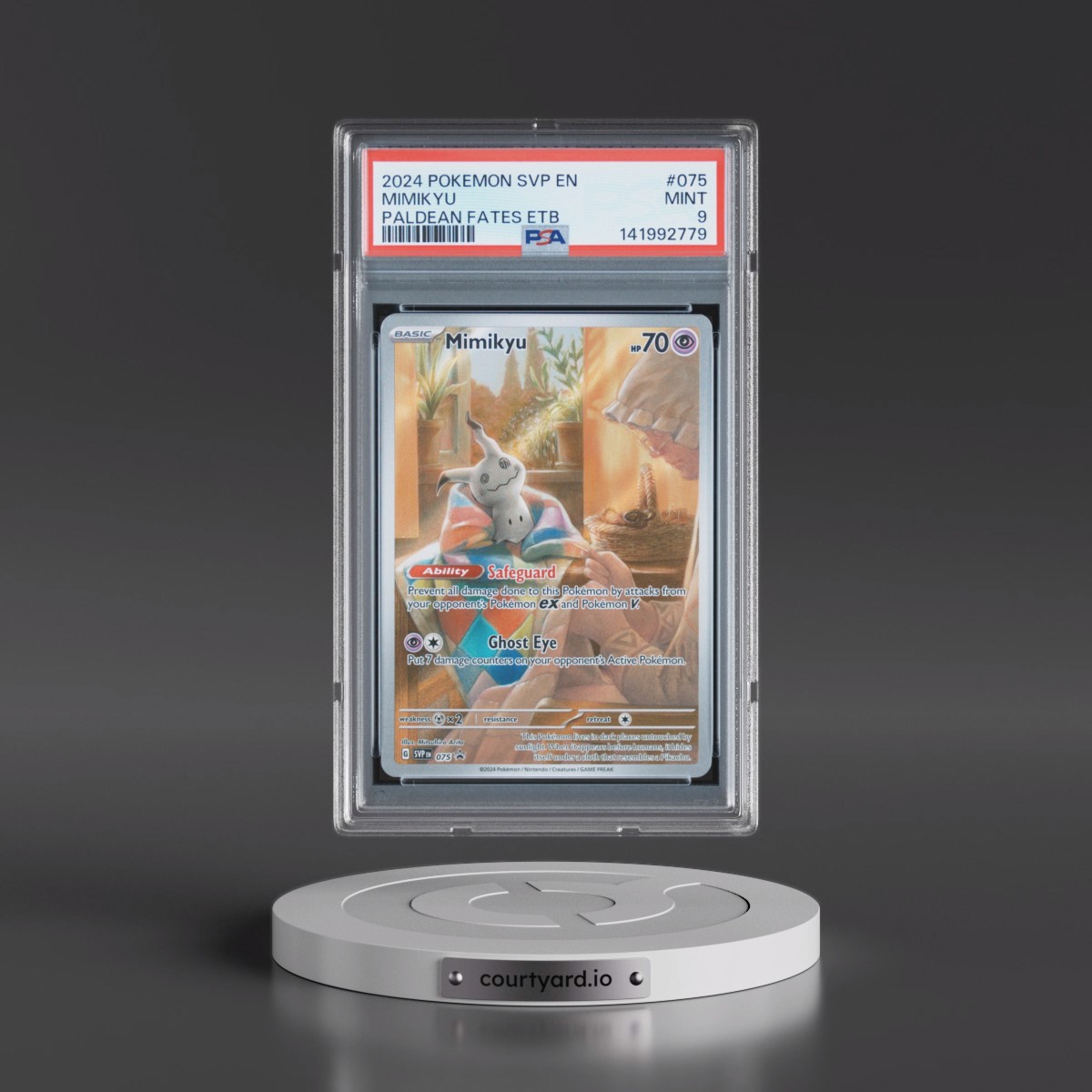 2024 Pokémon Svp EN-SV Black Star Promo #075 Mimikyu - Paldean Fates Elite Trainer Box (PSA 9 MINT)