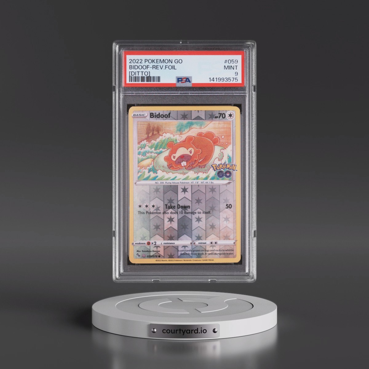 2022 Pokémon Go #059 Bidoof - Reverse Foil Ditto (PSA 9 MINT)