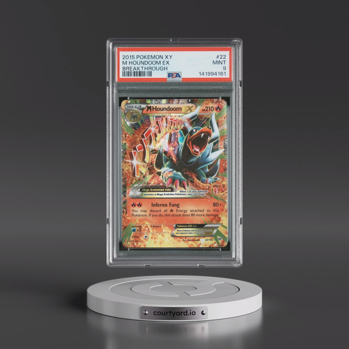 2015 Pokémon XY Breakthrough #22 M Houndoom EX - Holo (PSA 9 MINT)