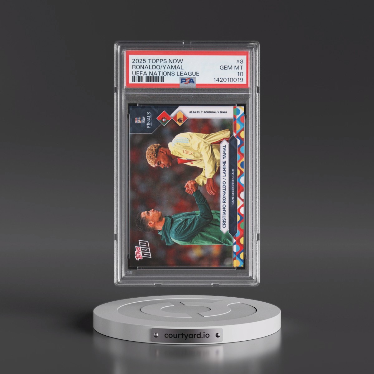 2025 Topps Now UEFA Nations League #8 Cristiano Ronaldo/Lamine Yamal (PSA 10 GEM MINT)