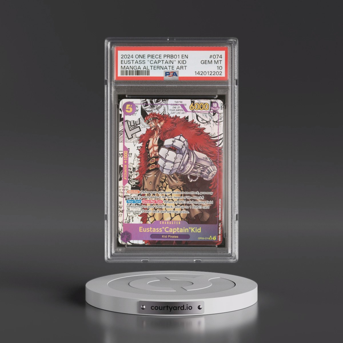 2024 One Piece PRB01-Premium Booster -One Piece Card the Best #074 Eustass "Captain" Kid - Manga Alternate Art (PSA 10 GEM MINT)