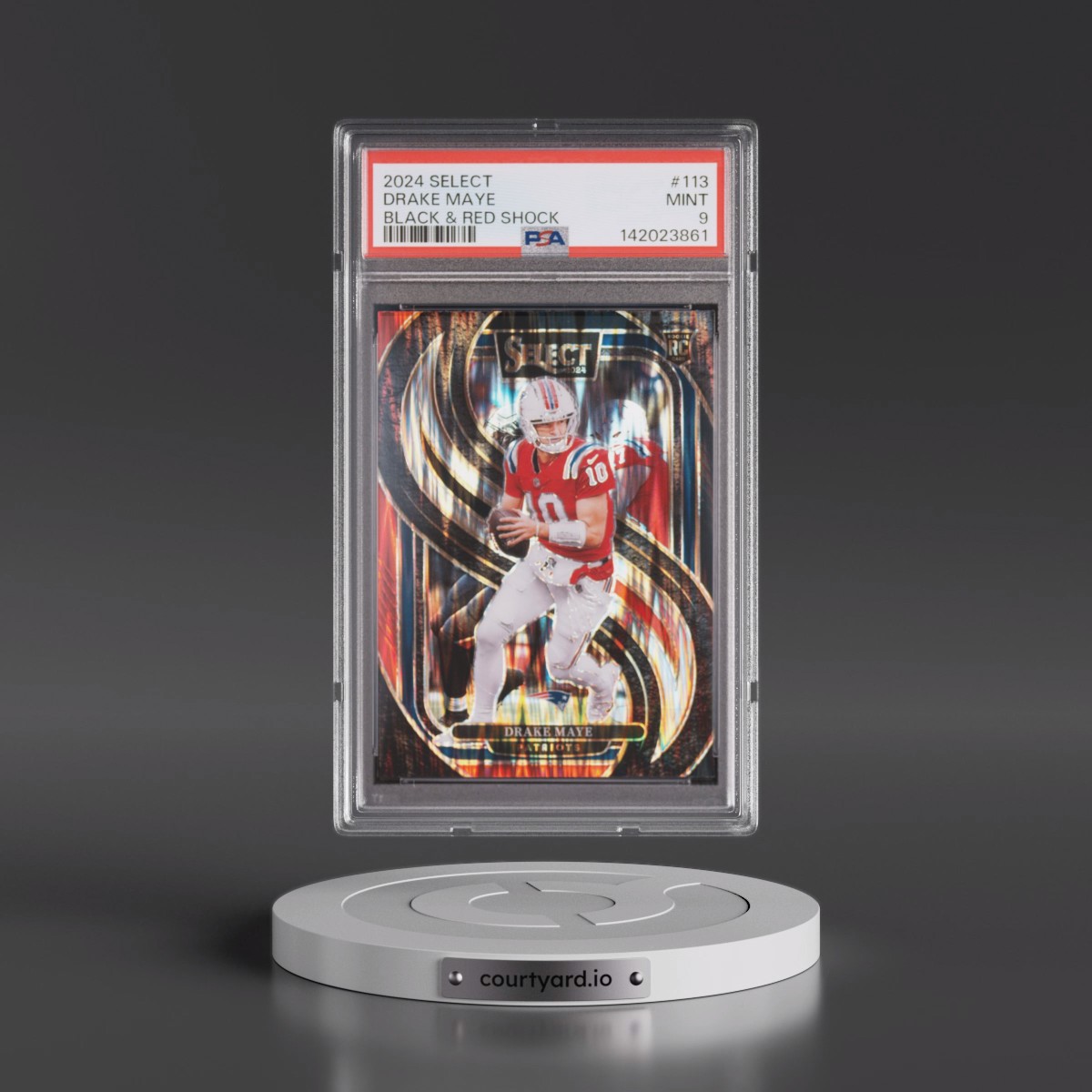 2024 Panini Select #113 Drake Maye - Black & Red Shock (PSA 9 MINT)