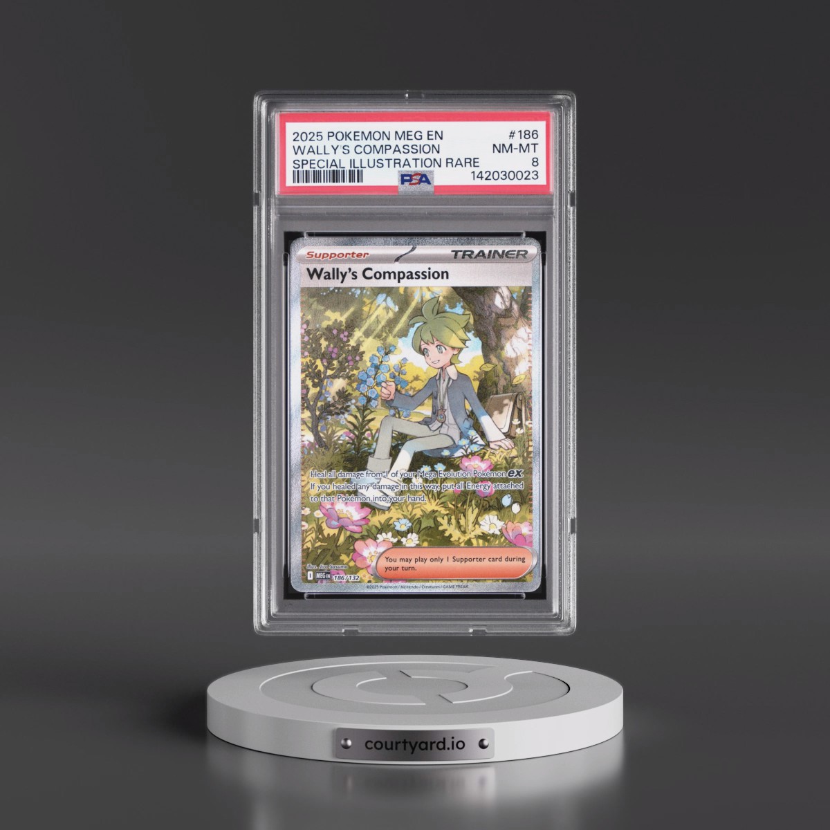 2025 Pokémon Meg EN-Mega Evolution #186 Wally's Compassion - Special Illustration Rare (PSA 8 NM-MT)