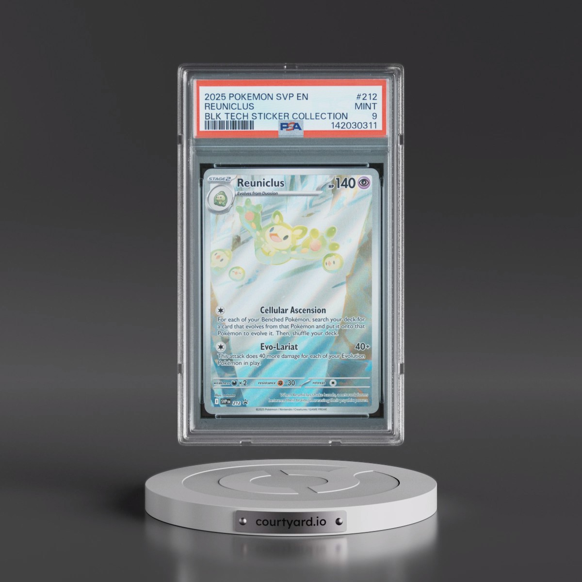 2025 Pokémon Svp EN-SV Black Star Promo #212 Reuniclus - Black Bolt Tech Sticker Collection (PSA 9 MINT)