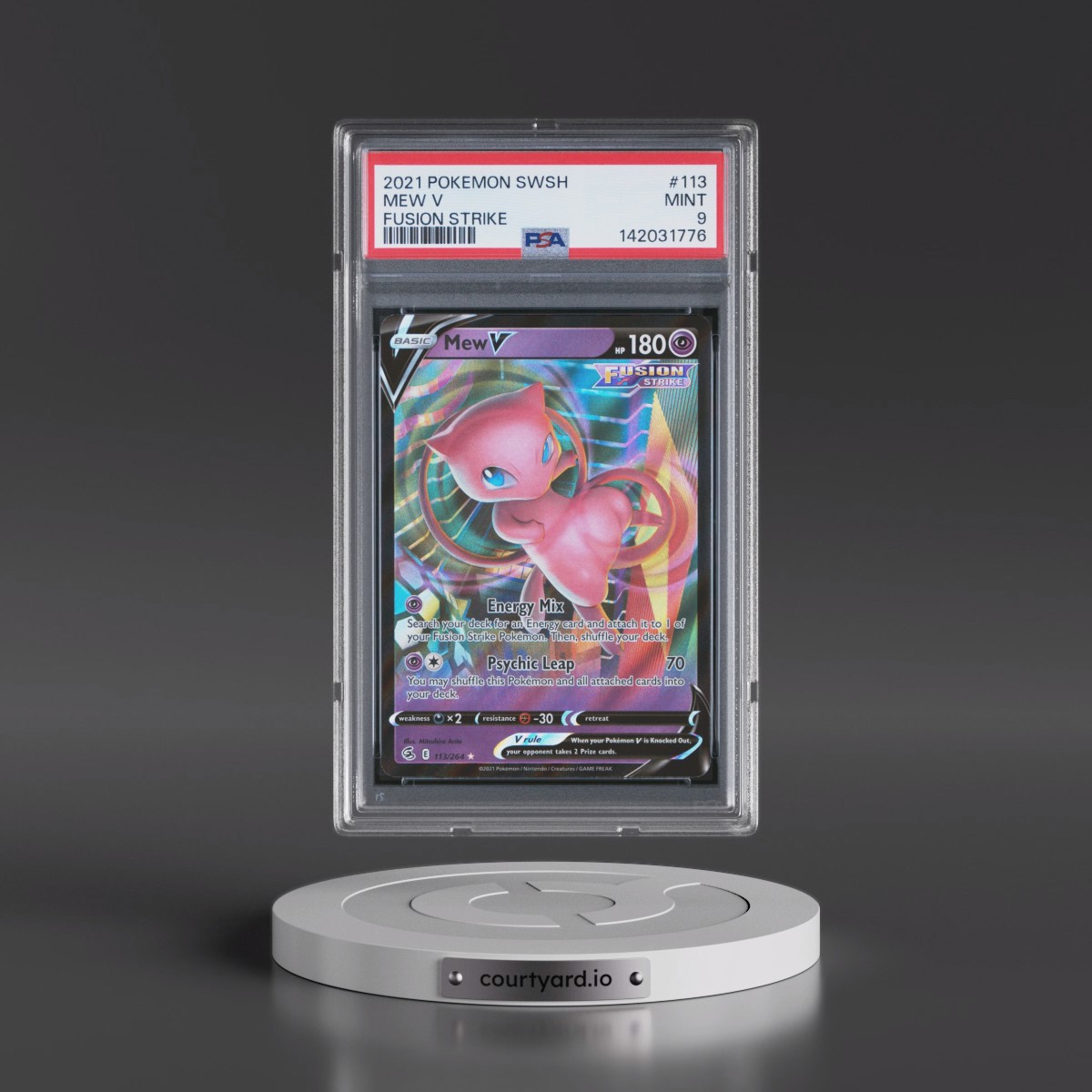 2021 Pokémon Sword & Shield Fusion Strike #113 Mew V - Holo (PSA 9 MINT)
