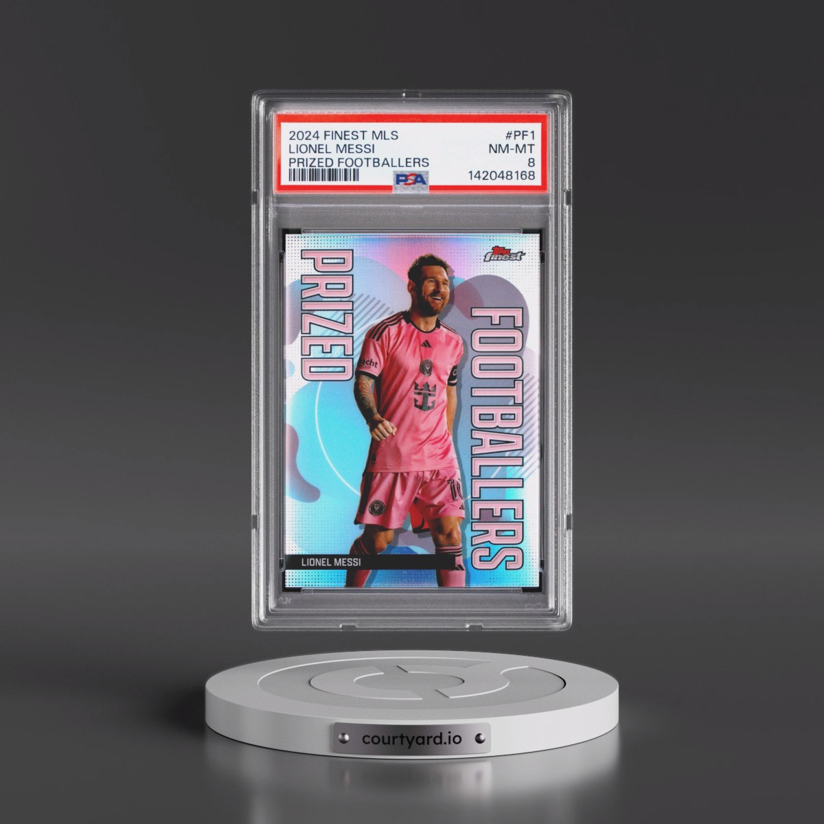 2024 Topps Finest MLS Prized Footballers #PF1 Lionel Messi (PSA 8 NM-MT)