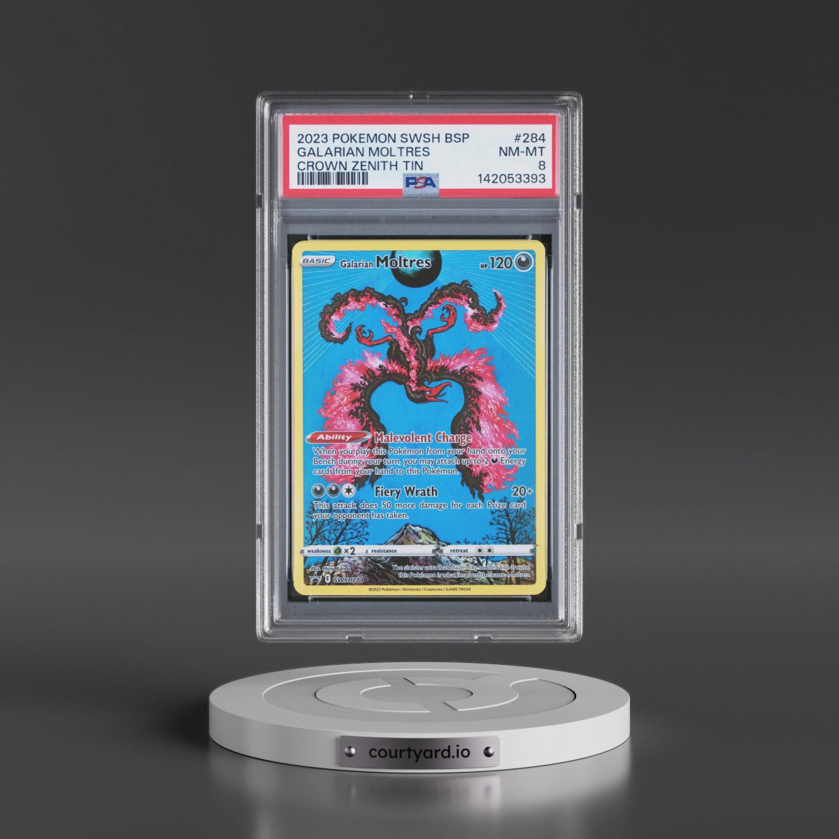 2023 Pokémon Swsh Black Star Promo #284 Galarian Moltres - Crown Zenith Tins (PSA 8 NM-MT)
