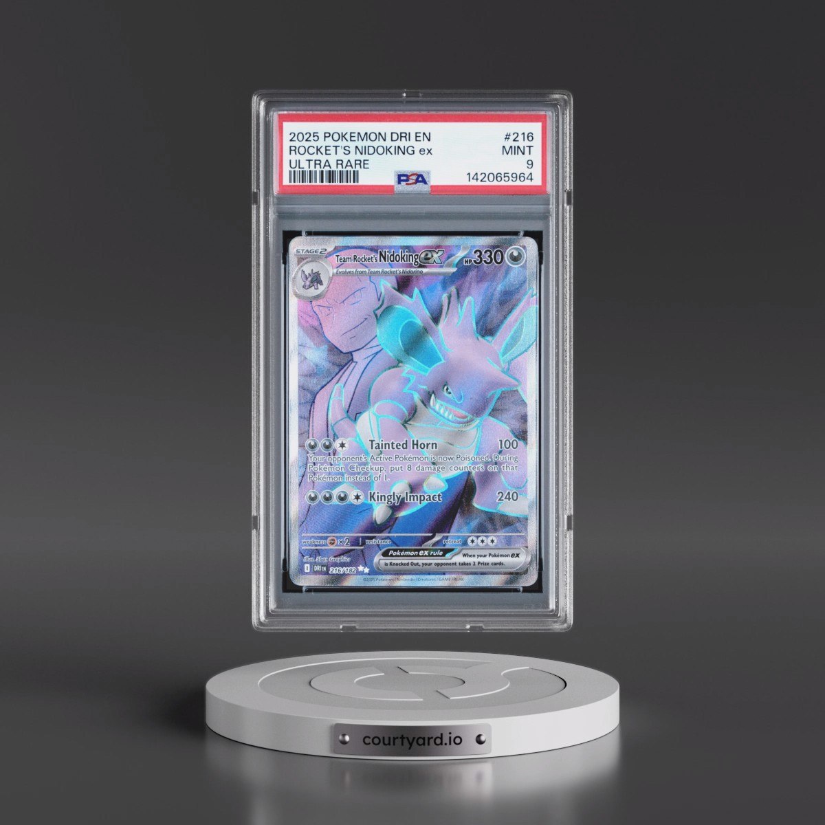 2025 Pokémon Dri EN-Destined Rivals #216 Team Rocket's Nidoking EX - Holo Ultra Rare (PSA 9 MINT)