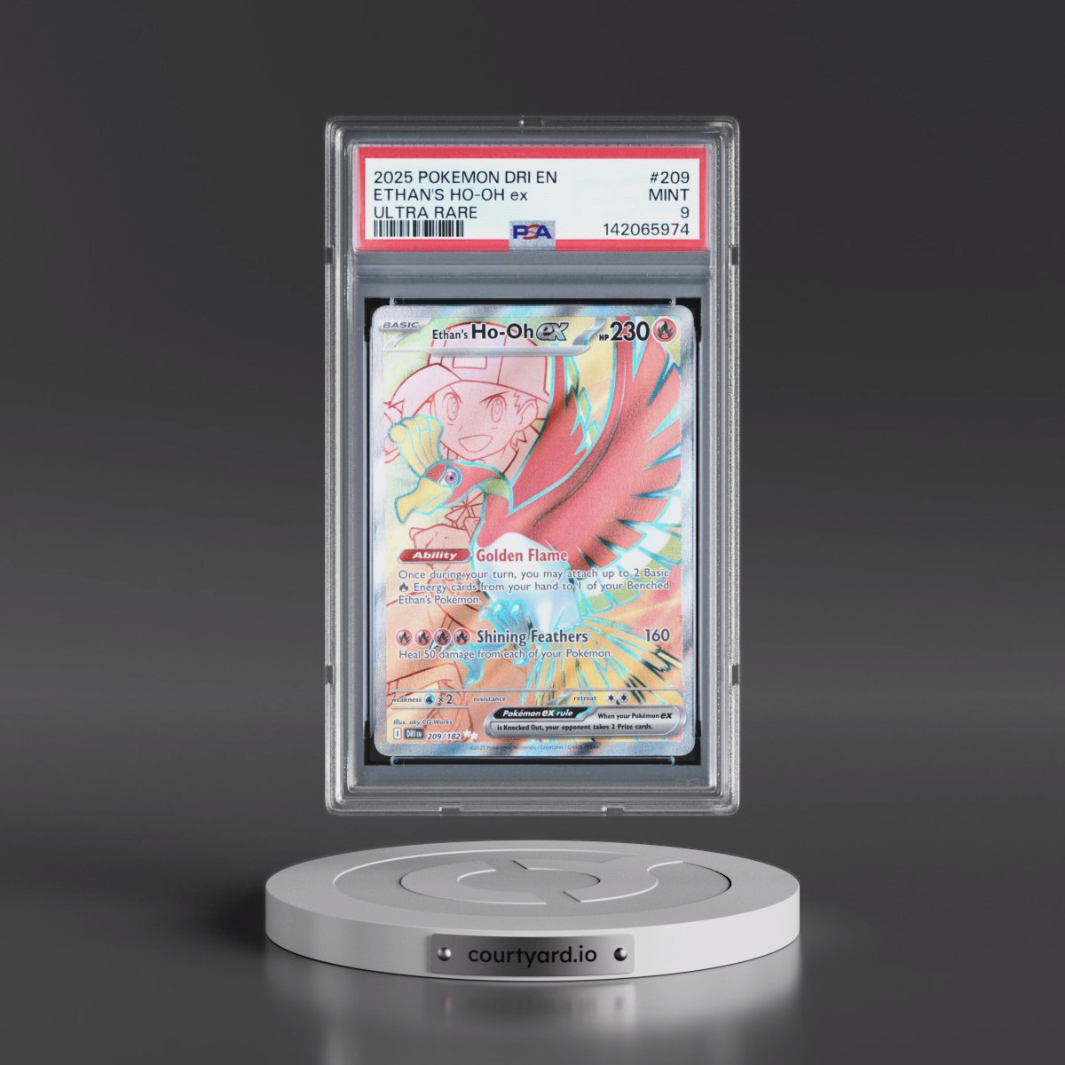 2025 Pokémon Dri EN-Destined Rivals #209 Ethan's HO-Oh EX - Holo Ultra Rare (PSA 9 MINT)