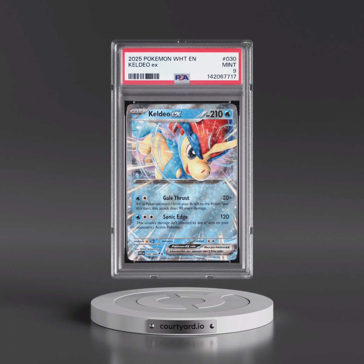 2025 Pokémon Wht EN-White Flare #030 Keldeo EX - Holo (PSA 9 MINT)