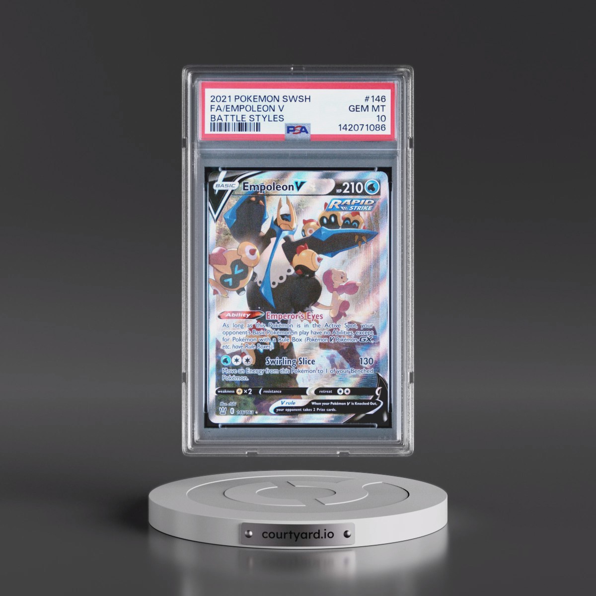 2021 Pokémon Sword & Shield Battle Styles #146 Empoleon V - Holo Full Art (PSA 10 GEM MINT)