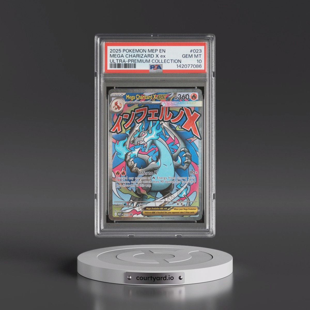 2025 Pokémon Mep EN-Me Black Star Promo #023 Mega Charizard X EX - Holo Mega Charizard X EX Ultra-Premium Collection (PSA 10 GEM MINT)