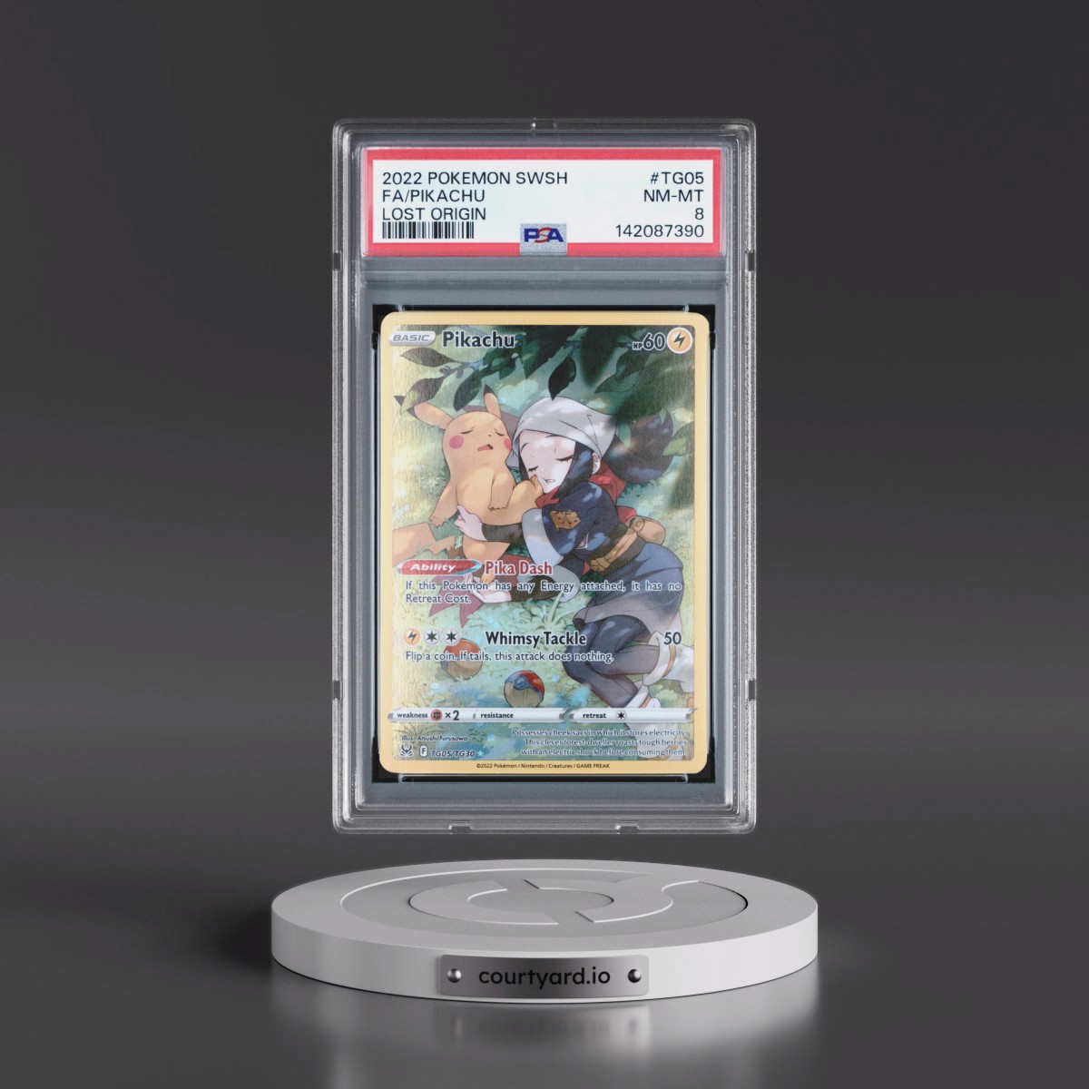 2022 Pokémon Sword & Shield Lost Origin #TG05 Pikachu - Full Art (PSA 8 NM-MT)