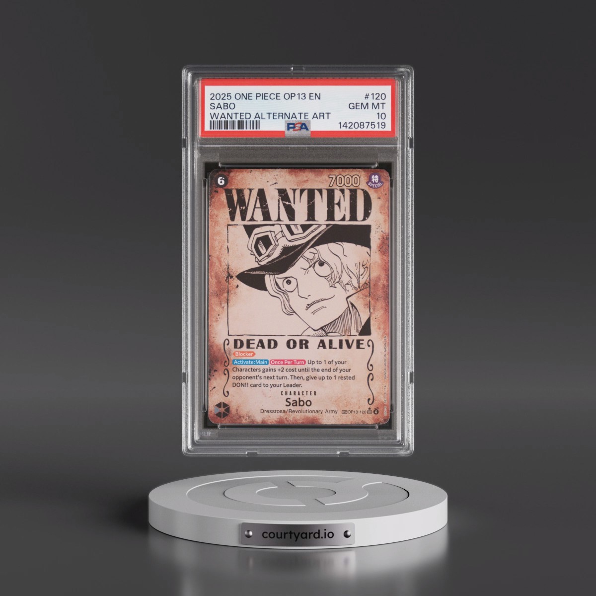 2025 One Piece OP13-Carrying on His Will #120 Sabo - Wanted Alternate Art (PSA 10 GEM MINT)