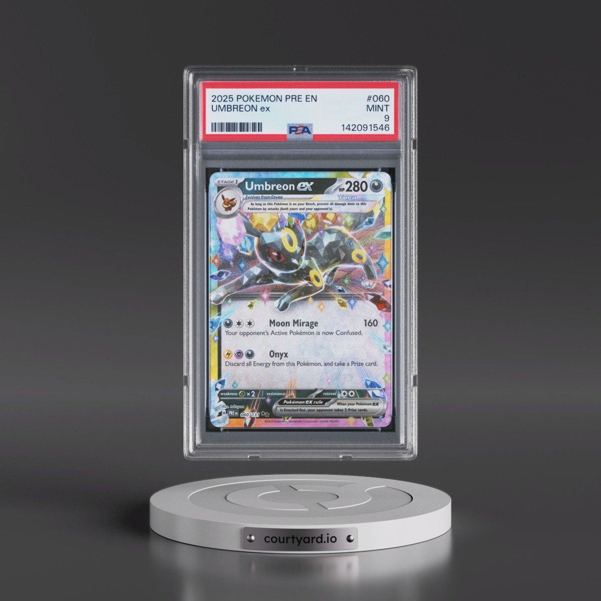2025 Pokémon Pre EN-Prismatic Evolutions #060 Umbreon EX - Holo (PSA 9 MINT)