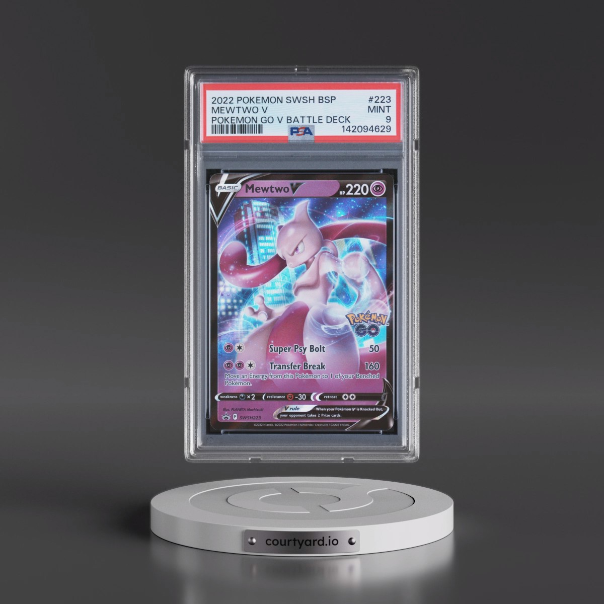 2022 Pokémon Swsh Black Star Promo #223 Mewtwo V - Holo Pokemon Go V Battle Deck (PSA 9 MINT)