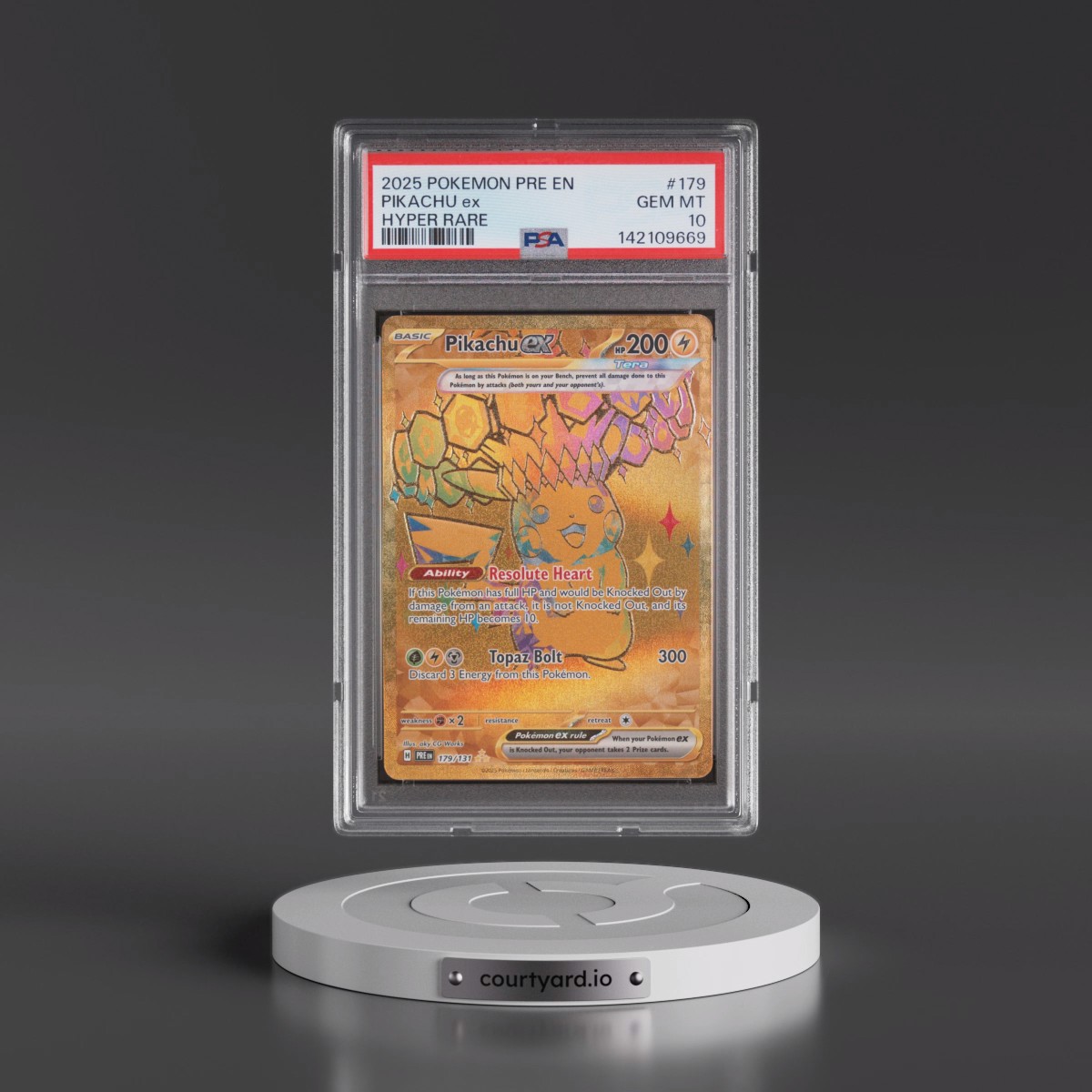 2025 Pokémon Pre EN-Prismatic Evolutions #179 Pikachu EX - Holo Hyper Rare (PSA 10 GEM MINT)