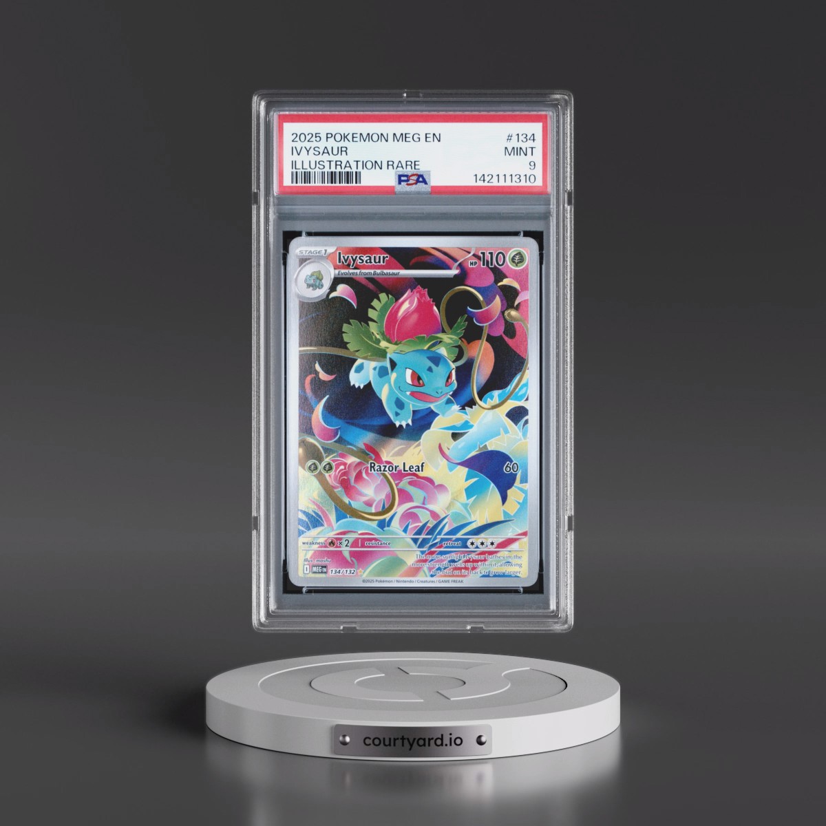 2025 Pokémon Meg EN-Mega Evolution #134 Ivysaur - Illustration Rare (PSA 9 MINT)