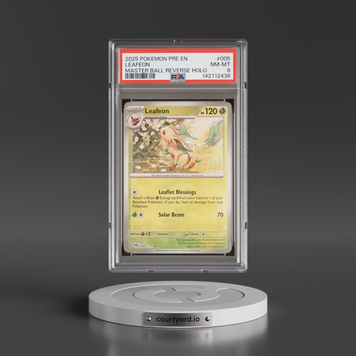 2025 Pokémon Pre EN-Prismatic Evolutions #005 Leafeon - Reverse Holo Master Ball (PSA 8 NM-MT)