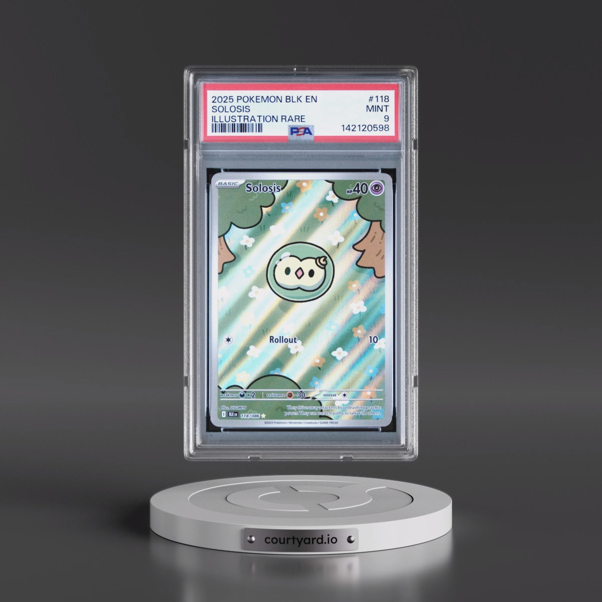 2025 Pokémon Blk EN-Black Bolt #118 Solosis - Illustration Rare (PSA 9 MINT)