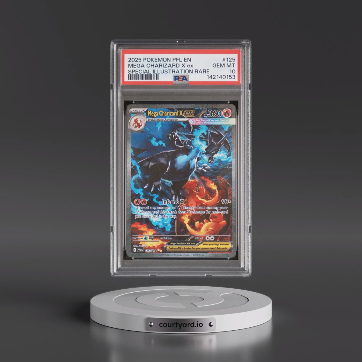 2025 Pokémon Pfl EN-Phantasmal Flames #125 Mega Charizard X EX - Holo Special Illustration Rare (PSA 10 GEM MINT)