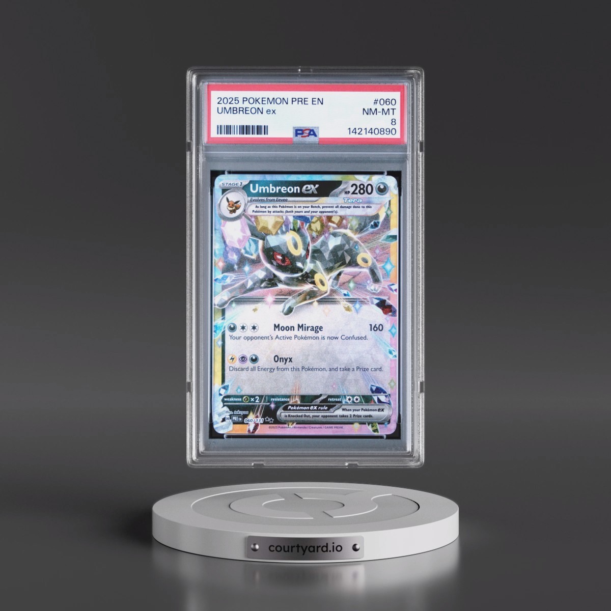 2025 Pokémon Pre EN-Prismatic Evolutions #060 Umbreon EX - Holo (PSA 8 NM-MT)