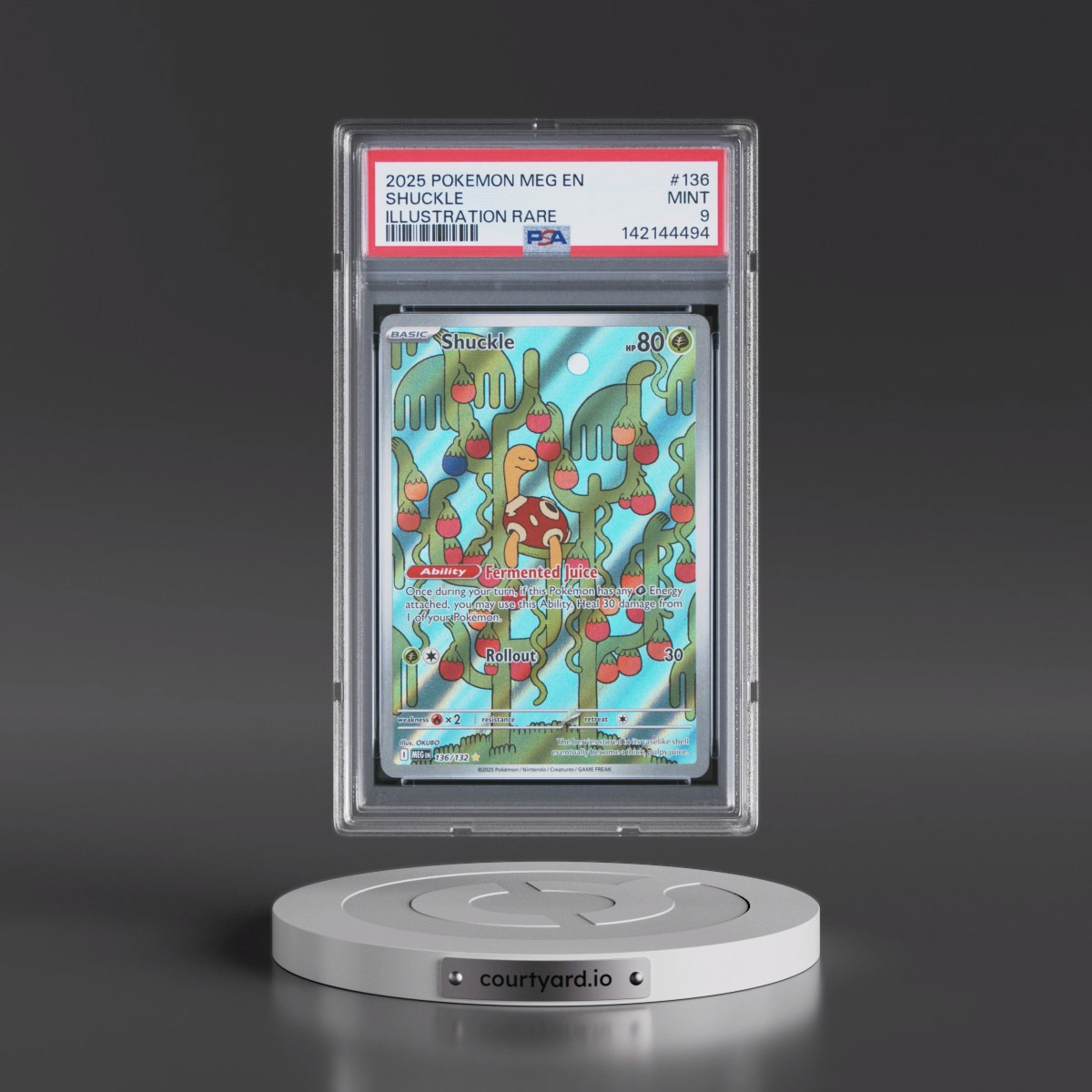 2025 Pokémon Meg EN-Mega Evolution #136 Shuckle - Illustration Rare (PSA 9 MINT)