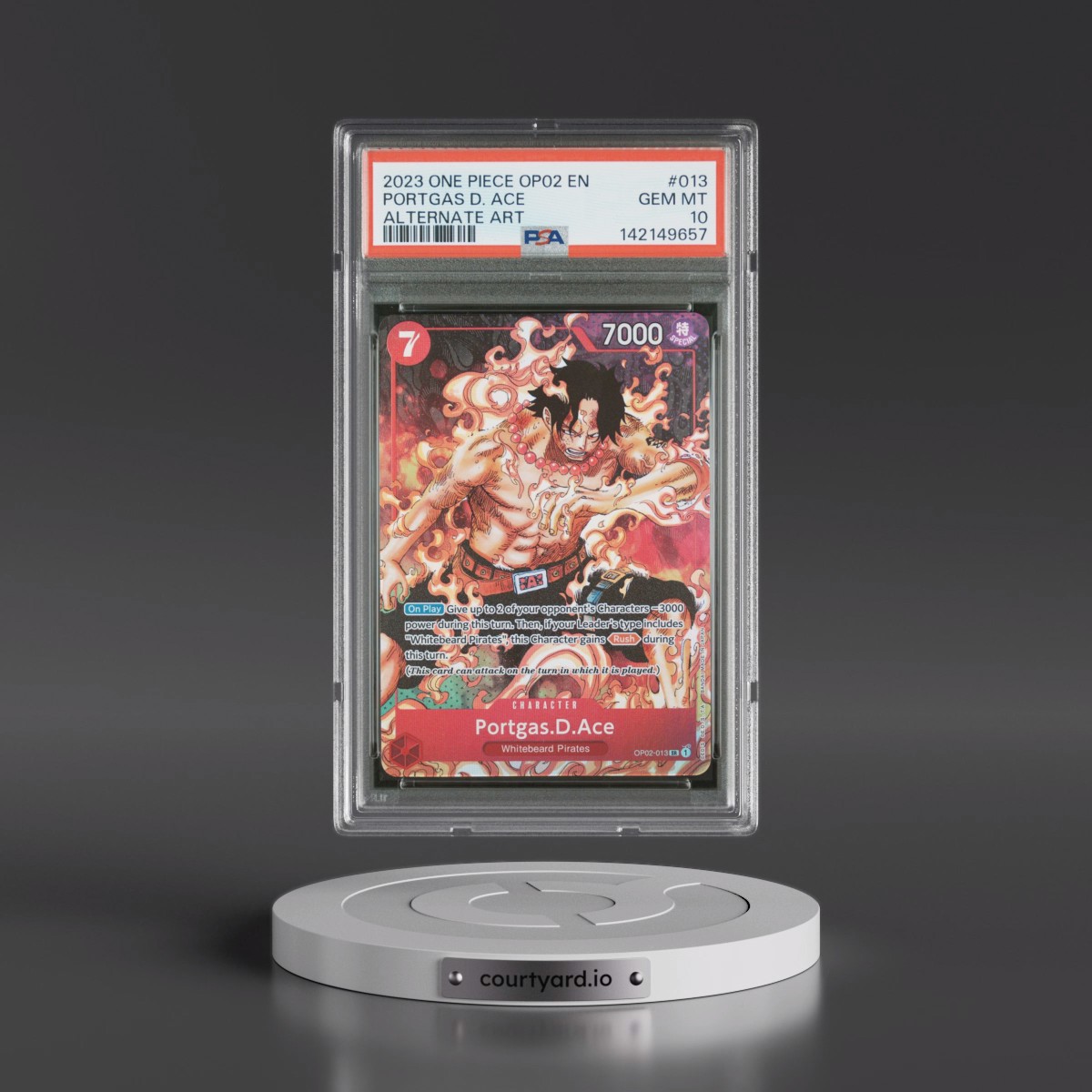 2023 One Piece OP02-Paramount War #013 Portgas D. Ace - Alternate Art (PSA 10 GEM MINT)
