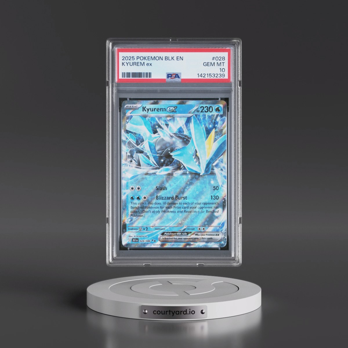 2025 Pokémon Blk EN-Black Bolt #028 Kyurem EX - Holo (PSA 10 GEM MINT)