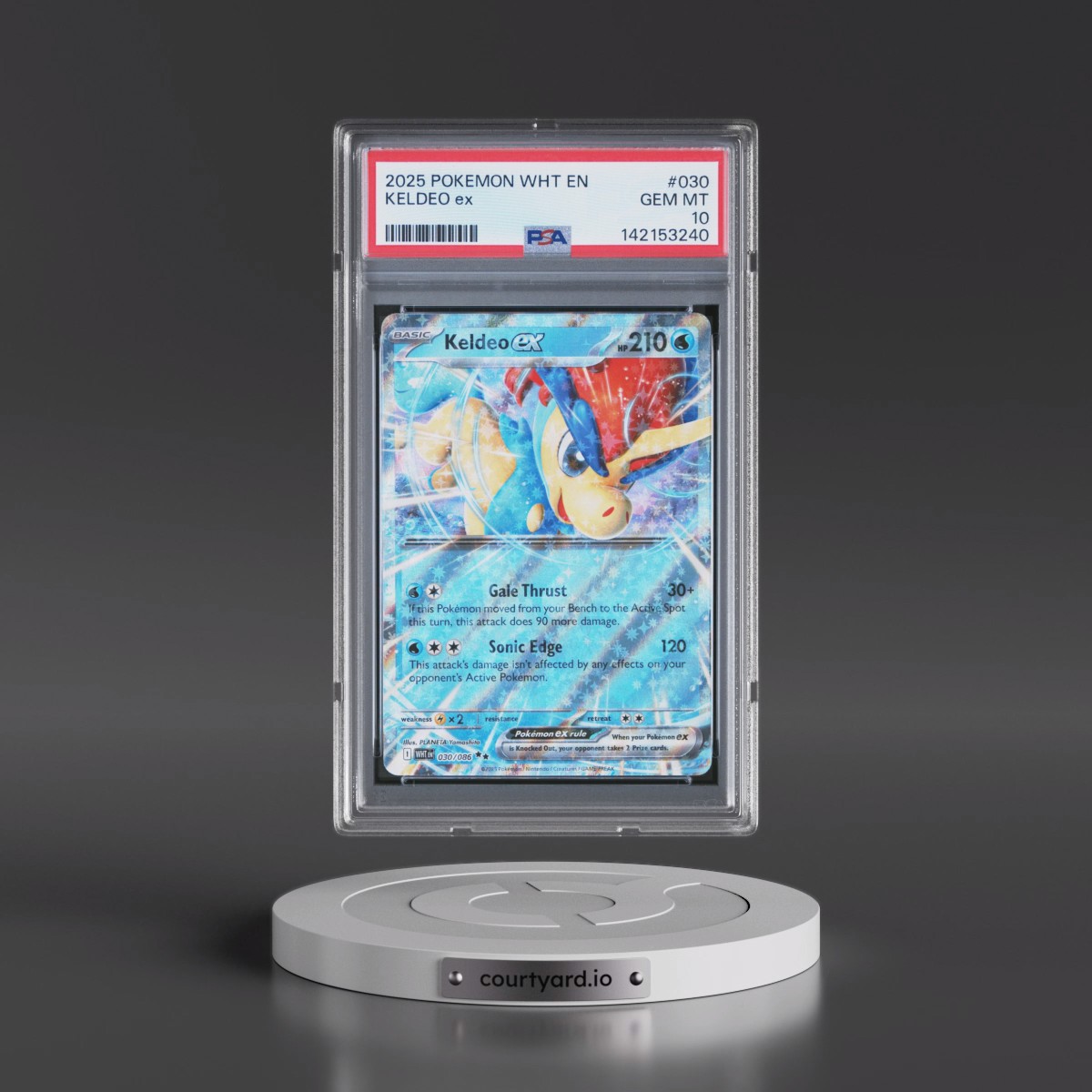 2025 Pokémon Wht EN-White Flare #030 Keldeo EX - Holo (PSA 10 GEM MINT)